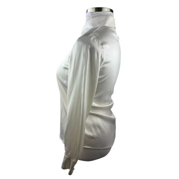 Ravella Luxury Silk Milano Button-Up Blouse LS Pearl White Gold Buttons Small 4 - Picture 10 of 16